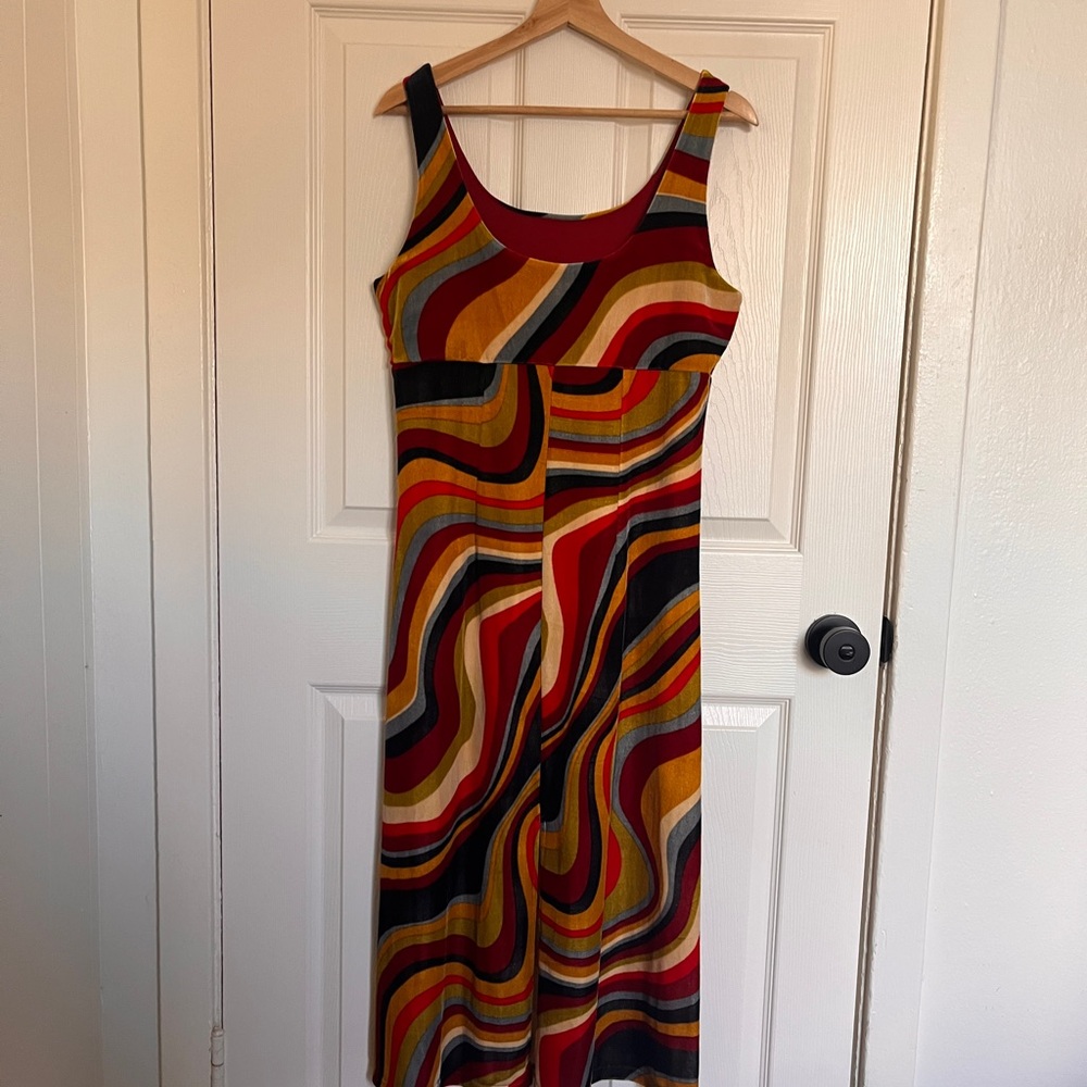 Dangerfield Multicolor Wavy Stripe Fitted Maxi Dress NWOT - Picture 3 of 9